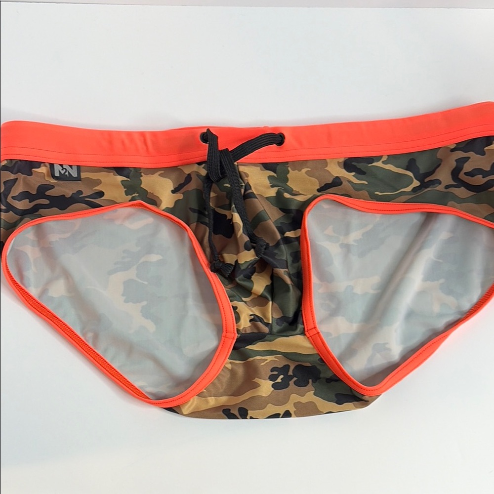Men's Camo Swim Trunks with Orange Trim